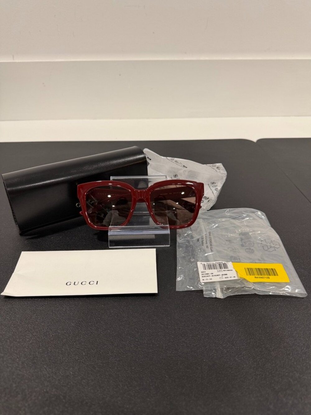 Gucci Sunglasses Shiny Burgundy with Light Brown Lenses (JB1511)